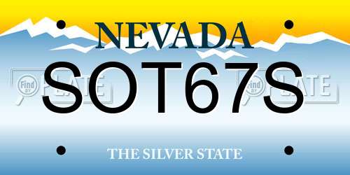 SOT67S Nevada License Plate