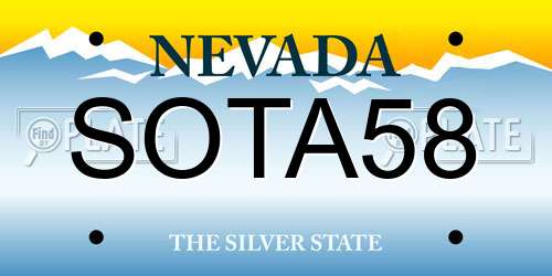 SOTA58 Nevada License Plate
