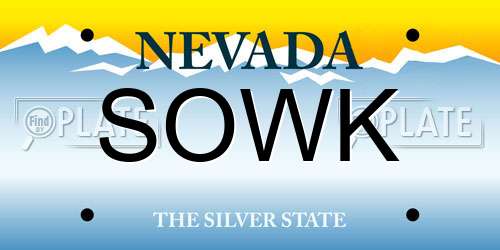 SOWK Nevada License Plate