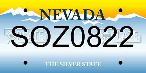 SOZ0822 Nevada License Plate