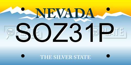 SOZ31P Nevada License Plate