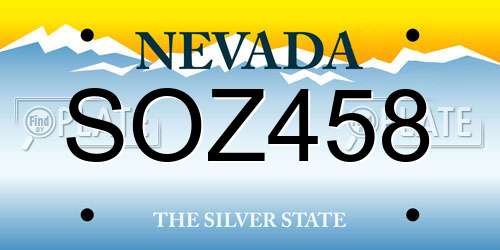 SOZ458 Nevada License Plate