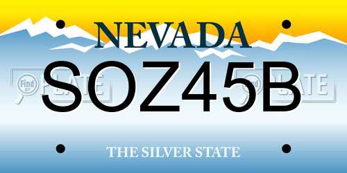 SOZ45B Nevada License Plate