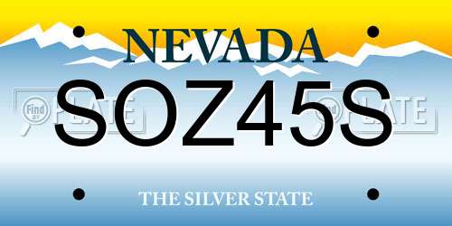 SOZ45S Nevada License Plate