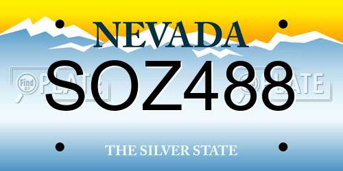 SOZ488 Nevada License Plate