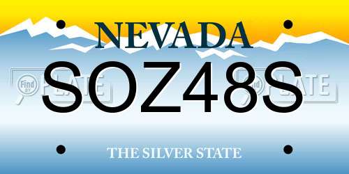 SOZ48S Nevada License Plate