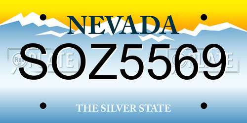 SOZ5569 Nevada License Plate