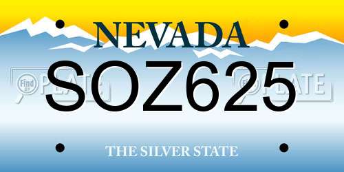 SOZ625 Nevada License Plate