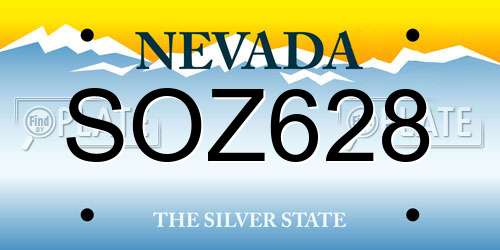 SOZ628 Nevada License Plate