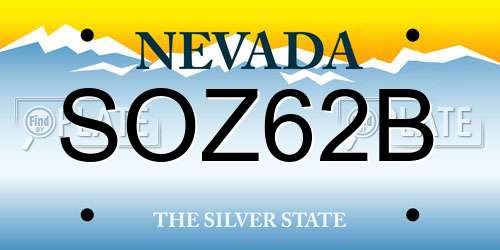 SOZ62B Nevada License Plate
