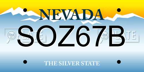 SOZ67B Nevada License Plate