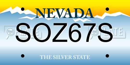 SOZ67S Nevada License Plate