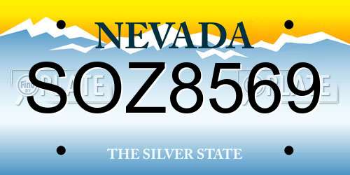 SOZ8569 Nevada License Plate