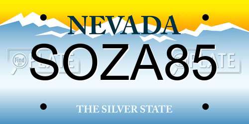 SOZA85 Nevada License Plate