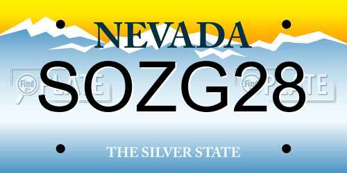 SOZG28 Nevada License Plate