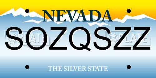 SOZQSZZ Nevada License Plate