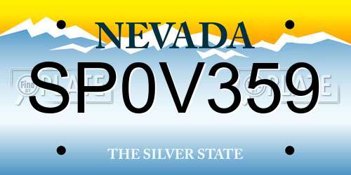SP0V359 Nevada License Plate