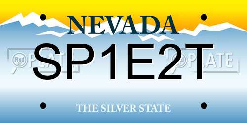 SP1E2T Nevada License Plate