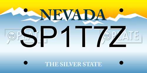 SP1T7Z Nevada License Plate