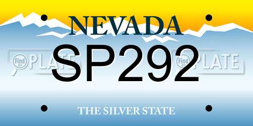 SP292 Nevada License Plate