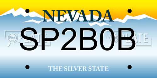 SP2B0B Nevada License Plate