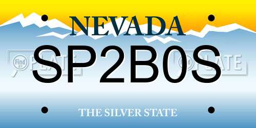 SP2B0S Nevada License Plate