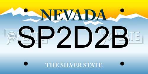 SP2D2B Nevada License Plate