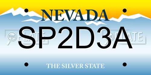 SP2D3A Nevada License Plate