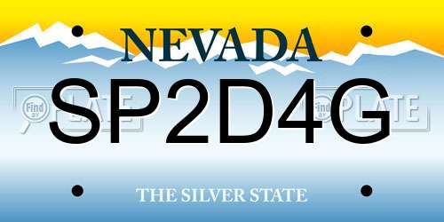 SP2D4G Nevada License Plate
