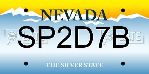 SP2D7B Nevada License Plate
