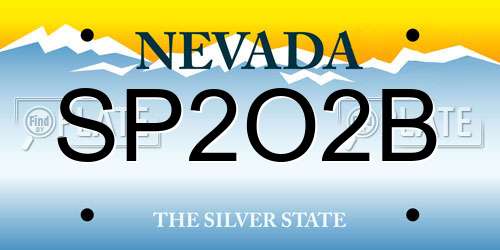 SP2O2B Nevada License Plate