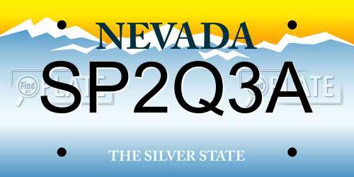SP2Q3A Nevada License Plate
