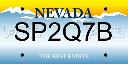 SP2Q7B Nevada License Plate