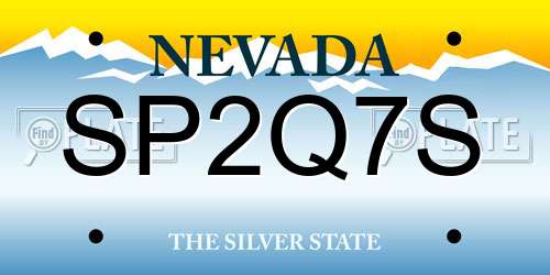 SP2Q7S Nevada License Plate