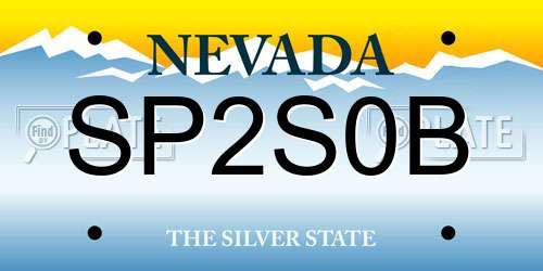 SP2S0B Nevada License Plate