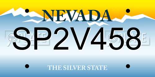SP2V458 Nevada License Plate