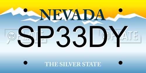 SP33DY Nevada License Plate