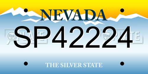 SP42224 Nevada License Plate