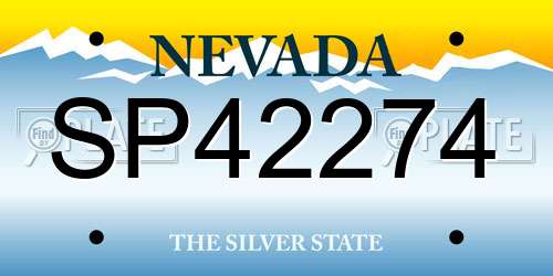 SP42274 Nevada License Plate