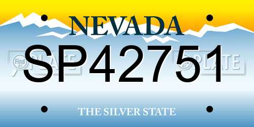 SP42751 Nevada License Plate