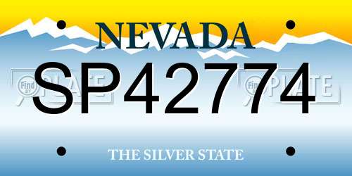 SP42774 Nevada License Plate