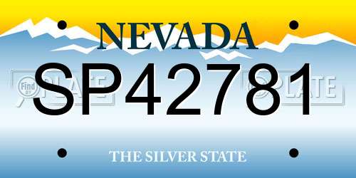 SP42781 Nevada License Plate