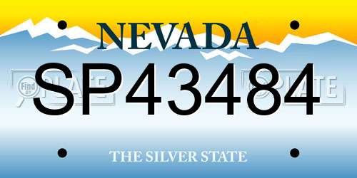 SP43484 Nevada License Plate