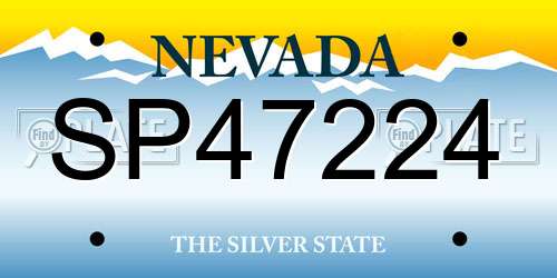 SP47224 Nevada License Plate