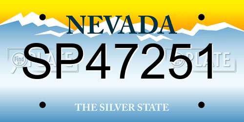SP47251 Nevada License Plate