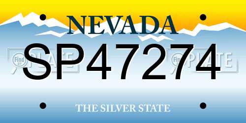 SP47274 Nevada License Plate