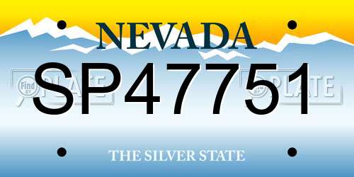 SP47751 Nevada License Plate