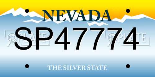 SP47774 Nevada License Plate