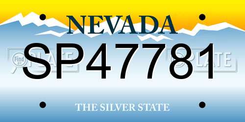 SP47781 Nevada License Plate
