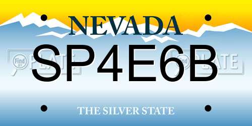 SP4E6B Nevada License Plate